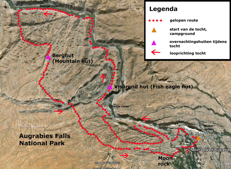 Kaart van de Klipspringer Trail